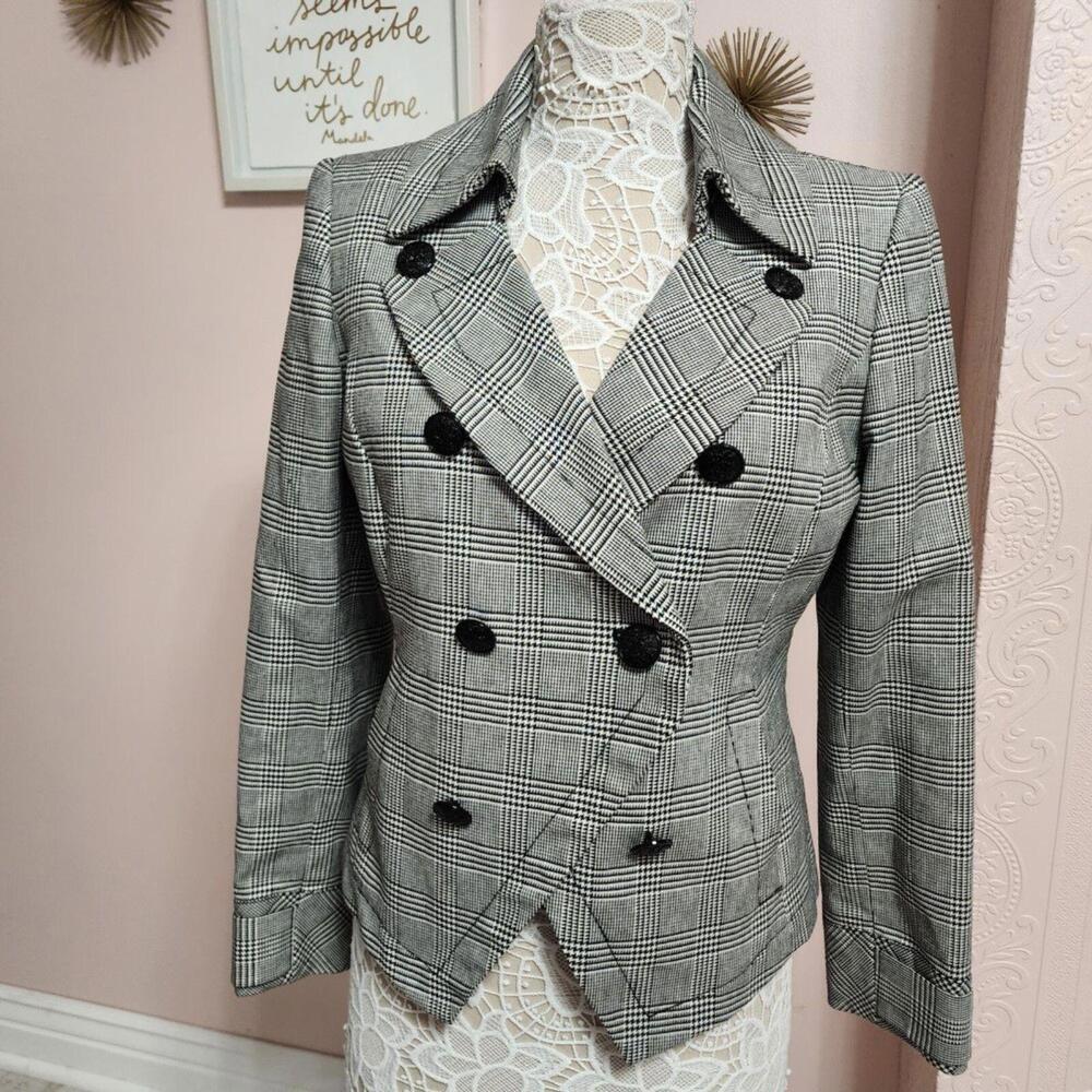 LKNW Nine West black white unique doube breasted 10 blazer jackets